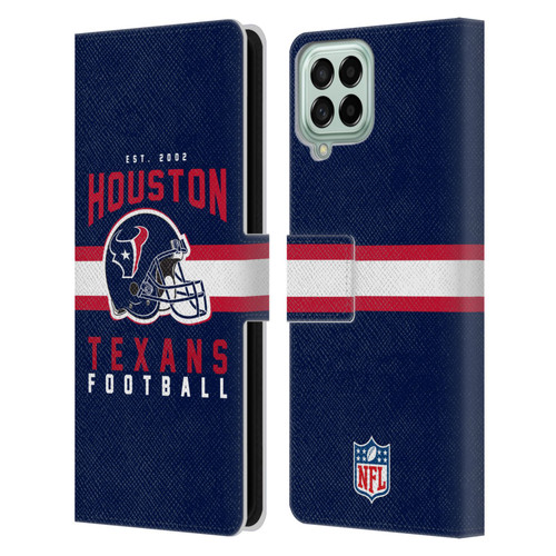 NFL Houston Texans Graphics Helmet Typography Leather Book Wallet Case Cover For Samsung Galaxy M33 (2022)