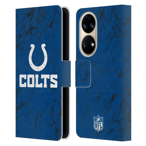 NFL Indianapolis Colts Graphics Coloured Marble Leather Book Wallet Case Cover For Huawei P50