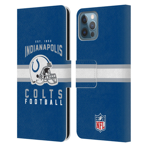 NFL Indianapolis Colts Graphics Helmet Typography Leather Book Wallet Case Cover For Apple iPhone 12 / iPhone 12 Pro