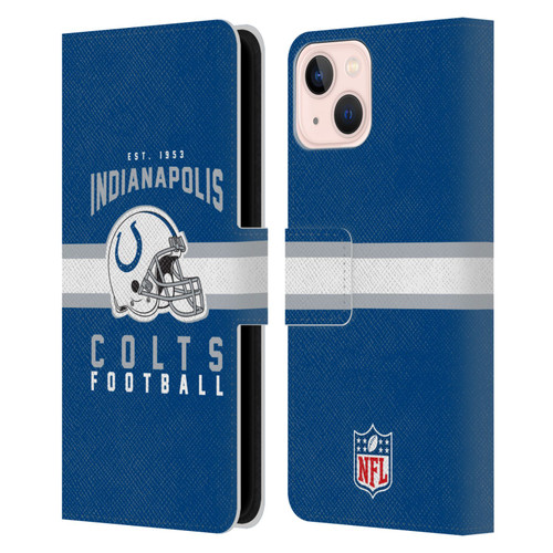 NFL Indianapolis Colts Graphics Helmet Typography Leather Book Wallet Case Cover For Apple iPhone 13