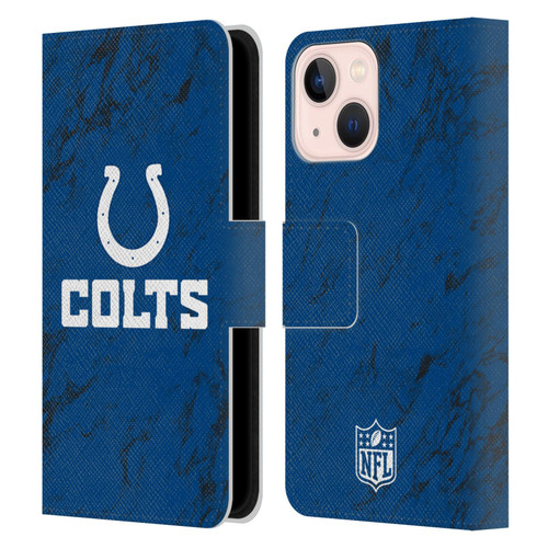 NFL Indianapolis Colts Graphics Coloured Marble Leather Book Wallet Case Cover For Apple iPhone 13 Mini