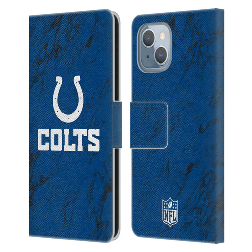 NFL Indianapolis Colts Graphics Coloured Marble Leather Book Wallet Case Cover For Apple iPhone 14