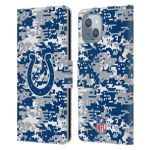 NFL Indianapolis Colts Graphics Digital Camouflage Leather Book Wallet Case Cover For Apple iPhone 14