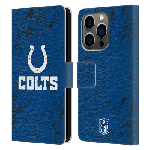 NFL Indianapolis Colts Graphics Coloured Marble Leather Book Wallet Case Cover For Apple iPhone 14 Pro