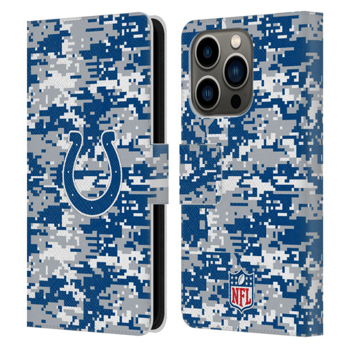 NFL Indianapolis Colts Graphics Digital Camouflage Leather Book Wallet Case Cover For Apple iPhone 14 Pro