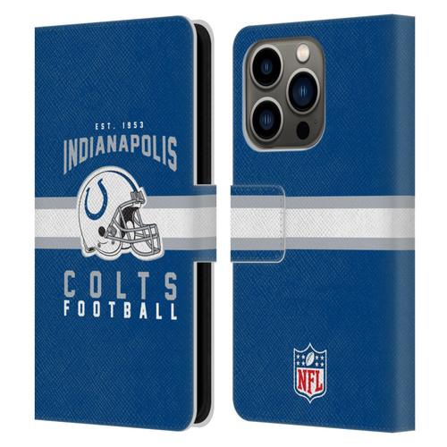 NFL Indianapolis Colts Graphics Helmet Typography Leather Book Wallet Case Cover For Apple iPhone 14 Pro