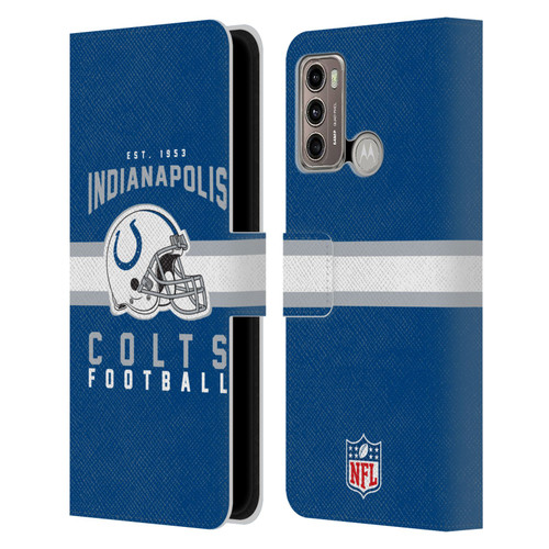 NFL Indianapolis Colts Graphics Helmet Typography Leather Book Wallet Case Cover For Motorola Moto G60 / Moto G40 Fusion