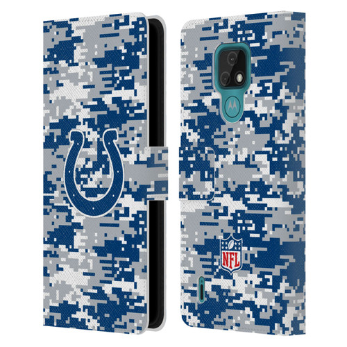 NFL Indianapolis Colts Graphics Digital Camouflage Leather Book Wallet Case Cover For Motorola Moto E7