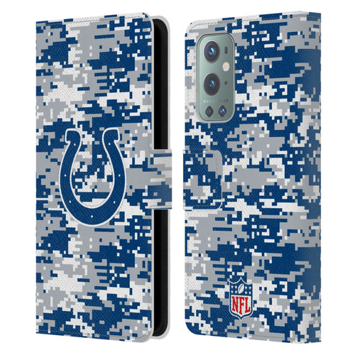 NFL Indianapolis Colts Graphics Digital Camouflage Leather Book Wallet Case Cover For OnePlus 9