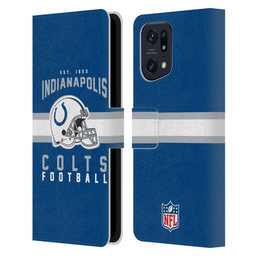 NFL Indianapolis Colts Graphics Helmet Typography Leather Book Wallet Case Cover For OPPO Find X5