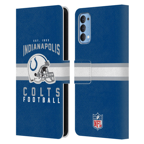 NFL Indianapolis Colts Graphics Helmet Typography Leather Book Wallet Case Cover For OPPO Reno 4 5G