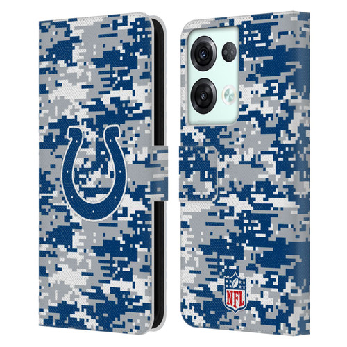NFL Indianapolis Colts Graphics Digital Camouflage Leather Book Wallet Case Cover For OPPO Reno8 Pro