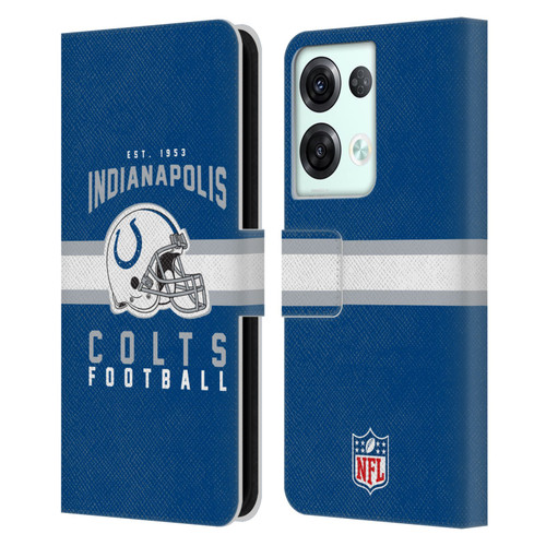 NFL Indianapolis Colts Graphics Helmet Typography Leather Book Wallet Case Cover For OPPO Reno8 Pro