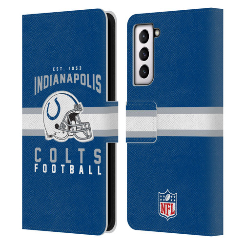 NFL Indianapolis Colts Graphics Helmet Typography Leather Book Wallet Case Cover For Samsung Galaxy S21 5G