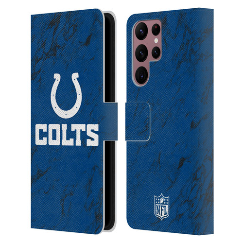NFL Indianapolis Colts Graphics Coloured Marble Leather Book Wallet Case Cover For Samsung Galaxy S22 Ultra 5G
