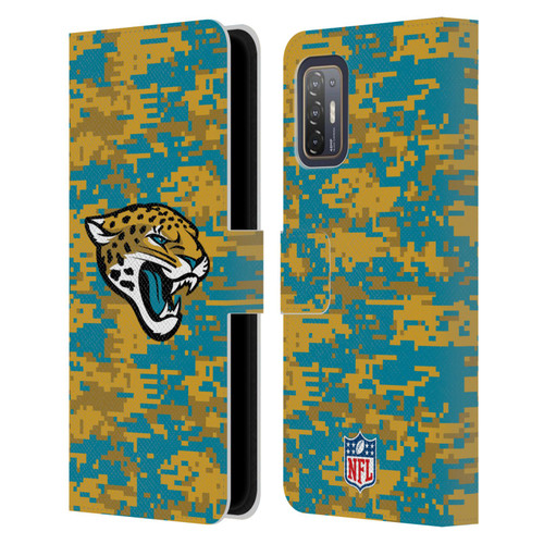 NFL Jacksonville Jaguars Graphics Digital Camouflage Leather Book Wallet Case Cover For HTC Desire 21 Pro 5G