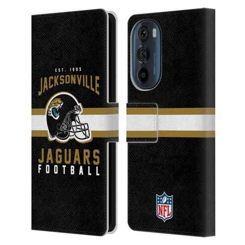 NFL Jacksonville Jaguars Graphics Helmet Typography Leather Book Wallet Case Cover For Motorola Edge 30