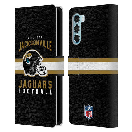 NFL Jacksonville Jaguars Graphics Helmet Typography Leather Book Wallet Case Cover For Motorola Edge S30 / Moto G200 5G