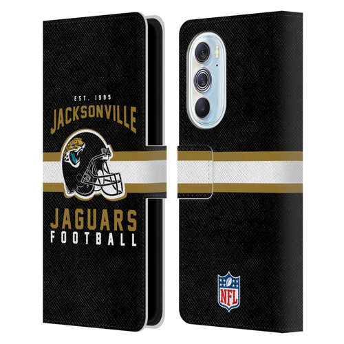 NFL Jacksonville Jaguars Graphics Helmet Typography Leather Book Wallet Case Cover For Motorola Edge X30