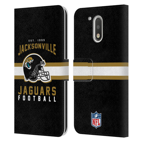 NFL Jacksonville Jaguars Graphics Helmet Typography Leather Book Wallet Case Cover For Motorola Moto G41