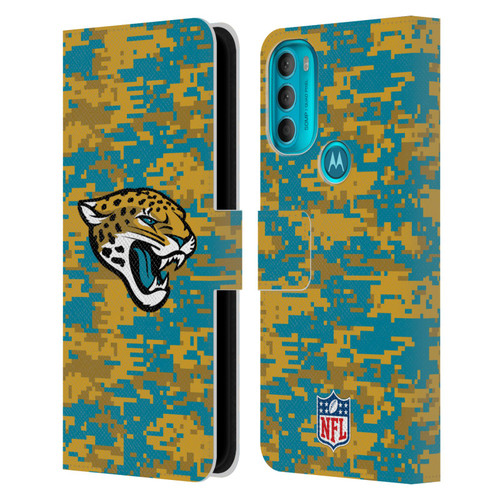 NFL Jacksonville Jaguars Graphics Digital Camouflage Leather Book Wallet Case Cover For Motorola Moto G71 5G