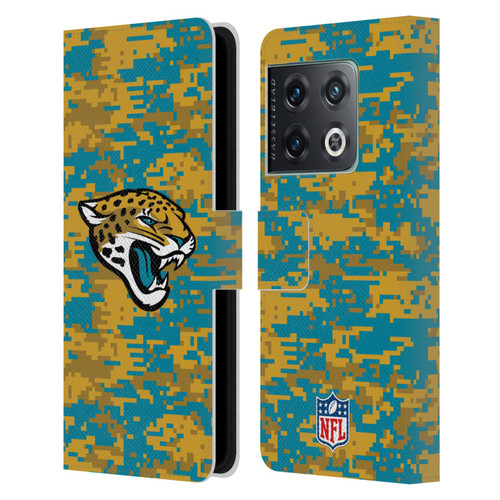 NFL Jacksonville Jaguars Graphics Digital Camouflage Leather Book Wallet Case Cover For OnePlus 10 Pro