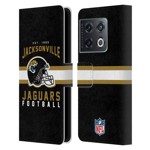 NFL Jacksonville Jaguars Graphics Helmet Typography Leather Book Wallet Case Cover For OnePlus 10 Pro