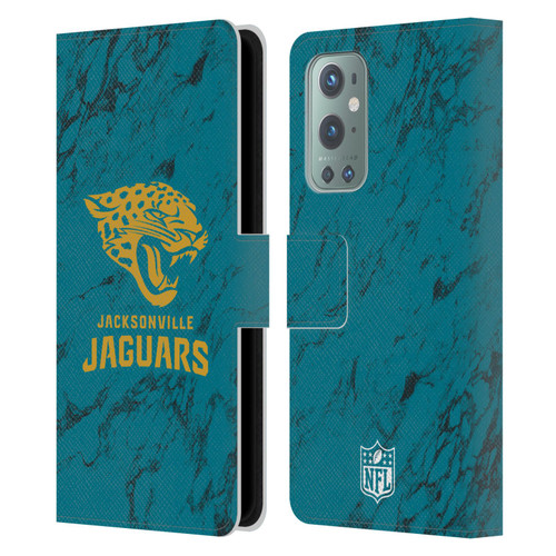 NFL Jacksonville Jaguars Graphics Coloured Marble Leather Book Wallet Case Cover For OnePlus 9