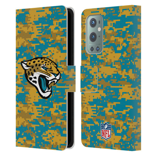 NFL Jacksonville Jaguars Graphics Digital Camouflage Leather Book Wallet Case Cover For OnePlus 9