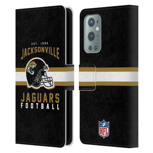 NFL Jacksonville Jaguars Graphics Helmet Typography Leather Book Wallet Case Cover For OnePlus 9