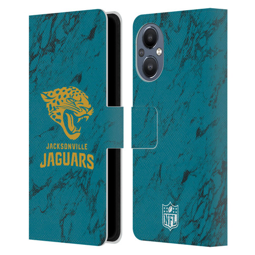 NFL Jacksonville Jaguars Graphics Coloured Marble Leather Book Wallet Case Cover For OnePlus Nord N20 5G