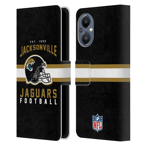 NFL Jacksonville Jaguars Graphics Helmet Typography Leather Book Wallet Case Cover For OnePlus Nord N20 5G