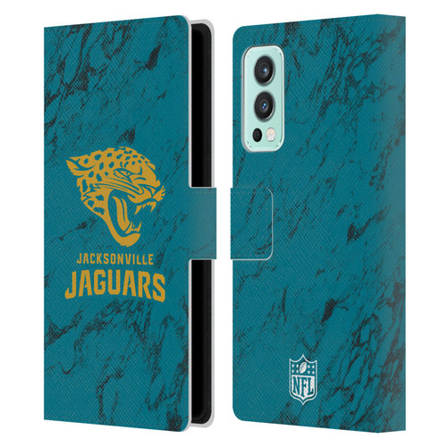 NFL Jacksonville Jaguars Graphics Coloured Marble Leather Book Wallet Case Cover For OnePlus Nord 2 5G
