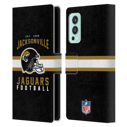 NFL Jacksonville Jaguars Graphics Helmet Typography Leather Book Wallet Case Cover For OnePlus Nord 2 5G