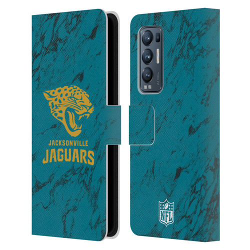 NFL Jacksonville Jaguars Graphics Coloured Marble Leather Book Wallet Case Cover For OPPO Find X3 Neo / Reno5 Pro+ 5G