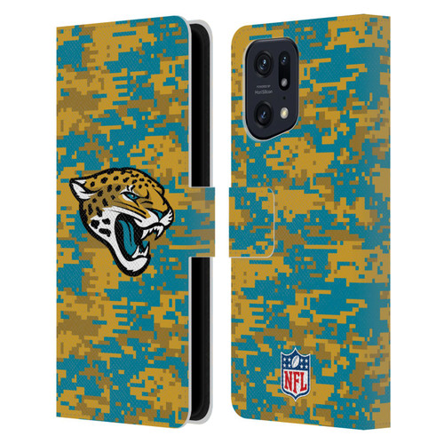 NFL Jacksonville Jaguars Graphics Digital Camouflage Leather Book Wallet Case Cover For OPPO Find X5