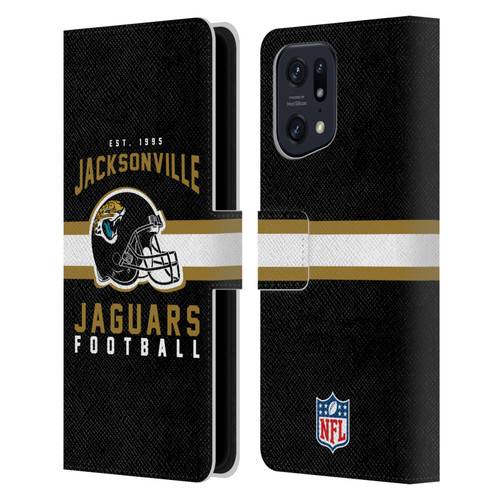 NFL Jacksonville Jaguars Graphics Helmet Typography Leather Book Wallet Case Cover For OPPO Find X5