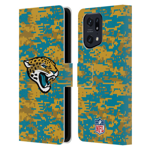 NFL Jacksonville Jaguars Graphics Digital Camouflage Leather Book Wallet Case Cover For OPPO Find X5 Pro
