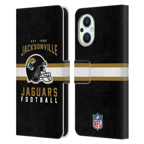 NFL Jacksonville Jaguars Graphics Helmet Typography Leather Book Wallet Case Cover For OPPO Reno8 Lite
