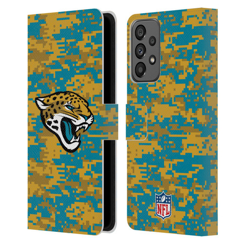 NFL Jacksonville Jaguars Graphics Digital Camouflage Leather Book Wallet Case Cover For Samsung Galaxy A73 5G (2022)