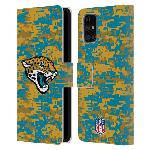 NFL Jacksonville Jaguars Graphics Digital Camouflage Leather Book Wallet Case Cover For Samsung Galaxy M31s (2020)