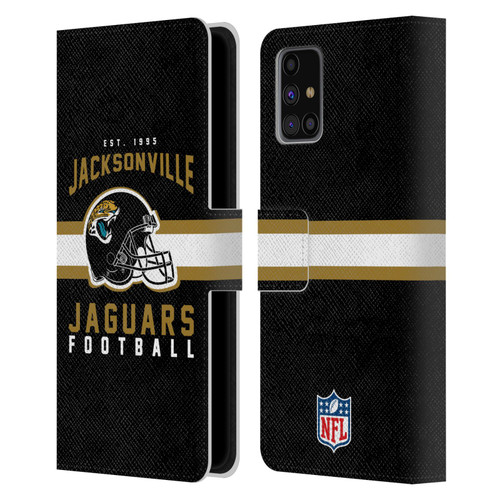 NFL Jacksonville Jaguars Graphics Helmet Typography Leather Book Wallet Case Cover For Samsung Galaxy M31s (2020)
