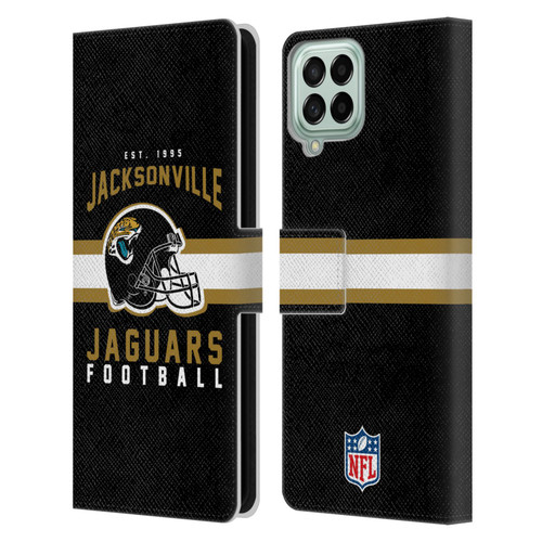 NFL Jacksonville Jaguars Graphics Helmet Typography Leather Book Wallet Case Cover For Samsung Galaxy M53 (2022)