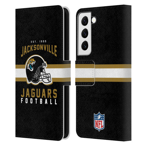 NFL Jacksonville Jaguars Graphics Helmet Typography Leather Book Wallet Case Cover For Samsung Galaxy S22 5G