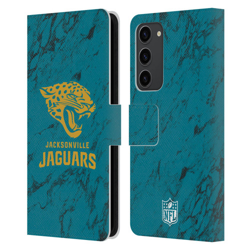 NFL Jacksonville Jaguars Graphics Coloured Marble Leather Book Wallet Case Cover For Samsung Galaxy S23+ 5G