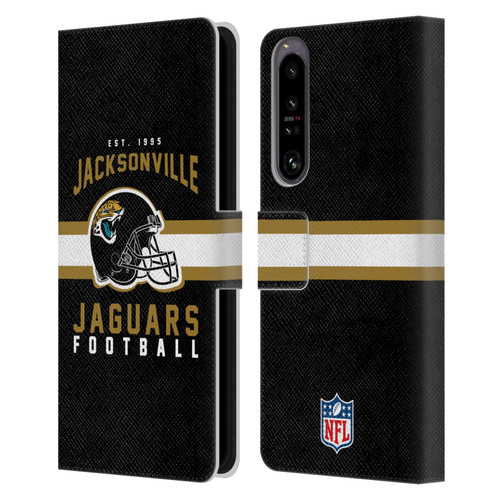 NFL Jacksonville Jaguars Graphics Helmet Typography Leather Book Wallet Case Cover For Sony Xperia 1 IV