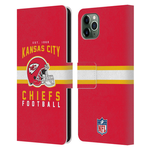 NFL Kansas City Chiefs Graphics Helmet Typography Leather Book Wallet Case Cover For Apple iPhone 11 Pro Max