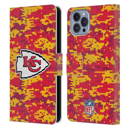 NFL Kansas City Chiefs Graphics Digital Camouflage Leather Book Wallet Case Cover For Apple iPhone 14