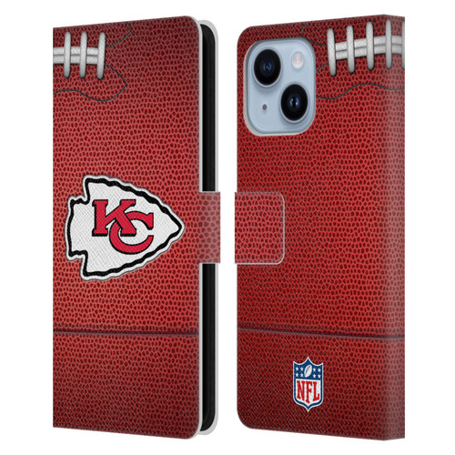 NFL Kansas City Chiefs Graphics Football Leather Book Wallet Case Cover For Apple iPhone 14 Plus