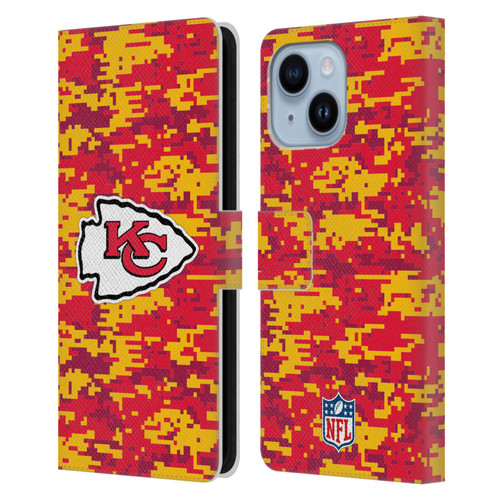 NFL Kansas City Chiefs Graphics Digital Camouflage Leather Book Wallet Case Cover For Apple iPhone 14 Plus